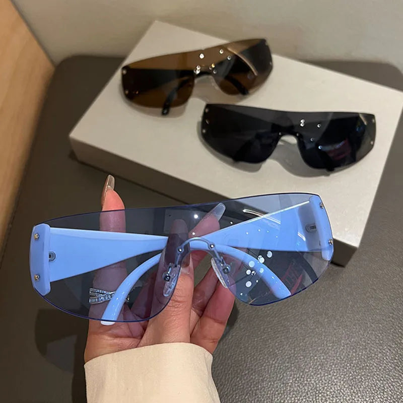 Y2K Rimless Brand Designer Sunglasses Women.