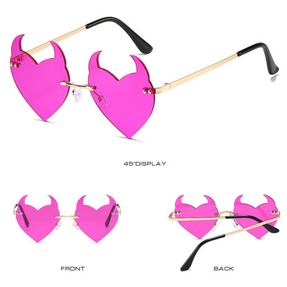 Devil Ear Heart Shape Rimless Sunglasses - Weekend Shade Sunglasses 