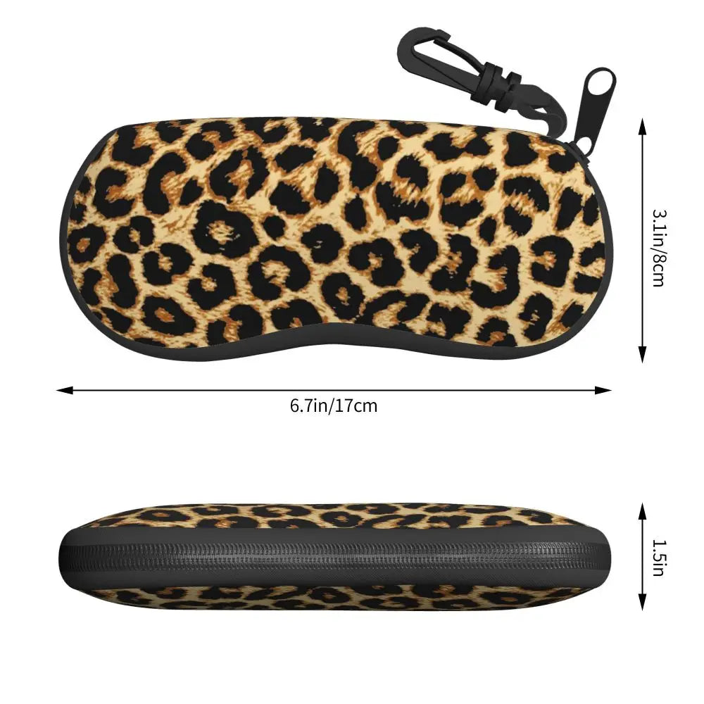 Leopard Print Hard Zip Up Sunglasses Case