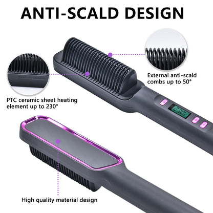 Electric Hot Comb - Multifunctional Hair Straightener Brush