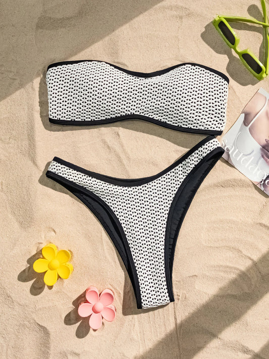 Black Mesh Patchwork Bikini Set