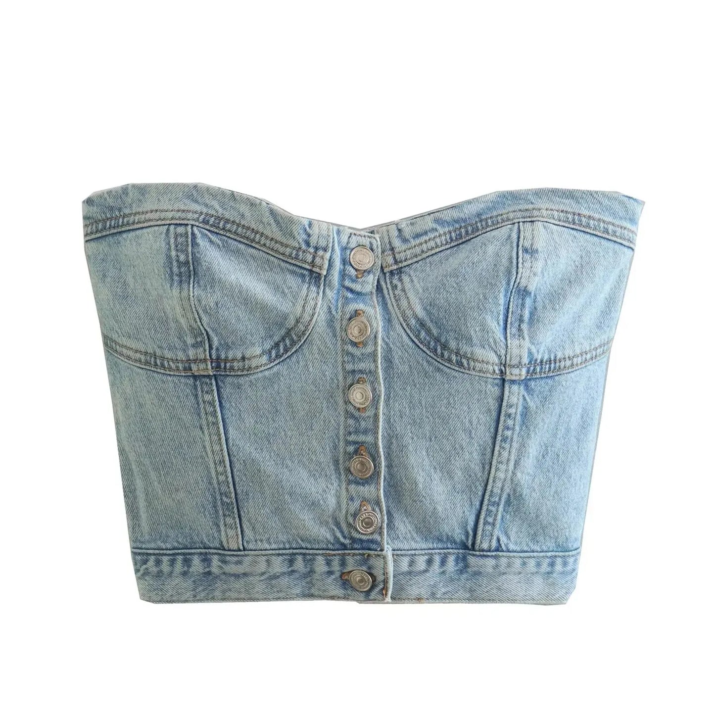 Women's Vintage Denim Bustier Top