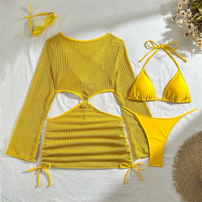 Ms.Brazil  Yellow Three-Piece Swimwear Set