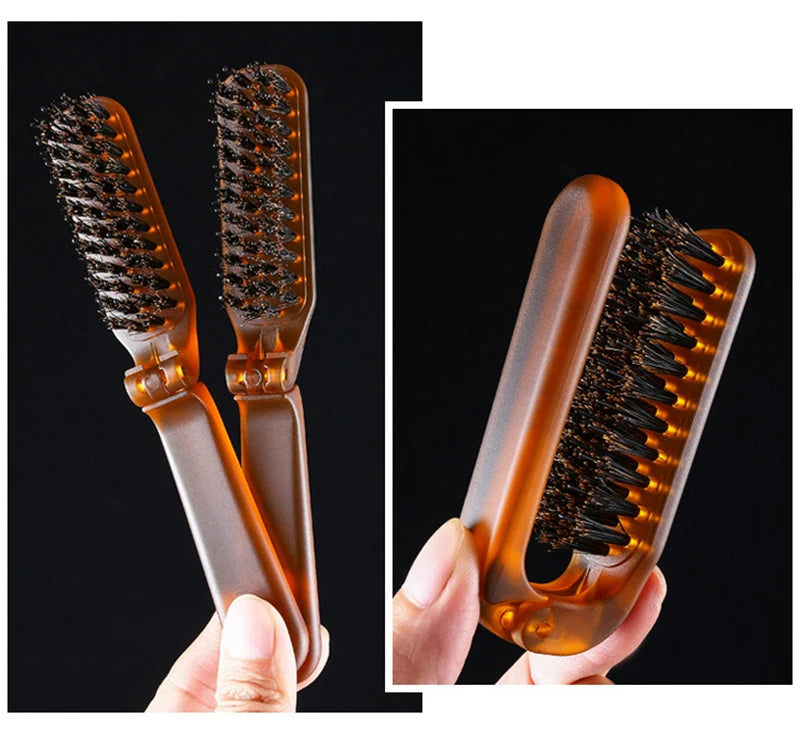 Foldable Hair Comb Portable Boar Bristle Hair Brush