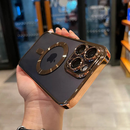 Luxury Magnetic MagSafe Wireless Charging Plating Clear Case