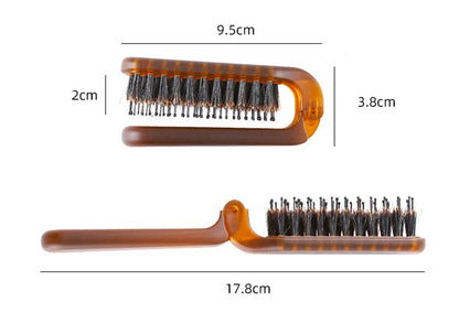 Foldable Hair Comb Portable Boar Bristle Hair Brush