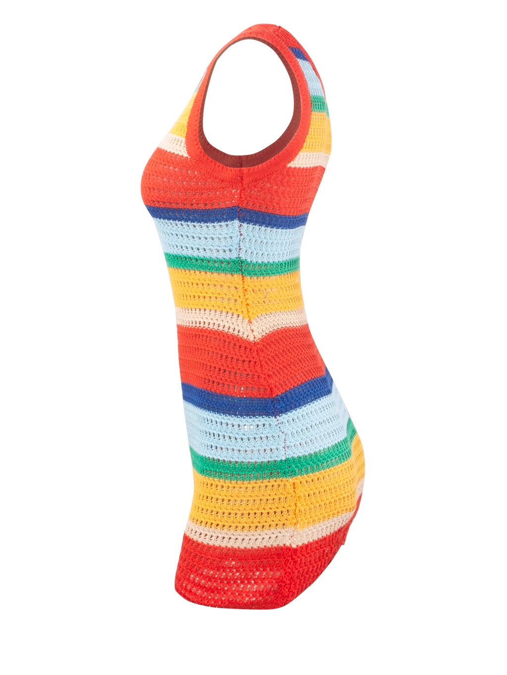 Striped Knitted Hollow Out Mini Dress