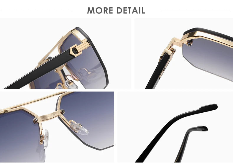 Men's Metal Sunglasses: Square Half Frame - Weekend Shade 