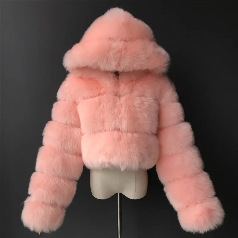  Women Fluffy Fur Coat With Hood - Weeknd Shop Online 