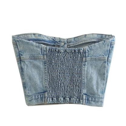 Women's Vintage Denim Bustier Top