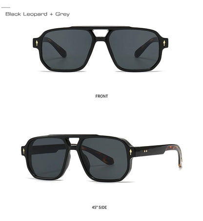 Retro Double Bridge Square Sunglasses