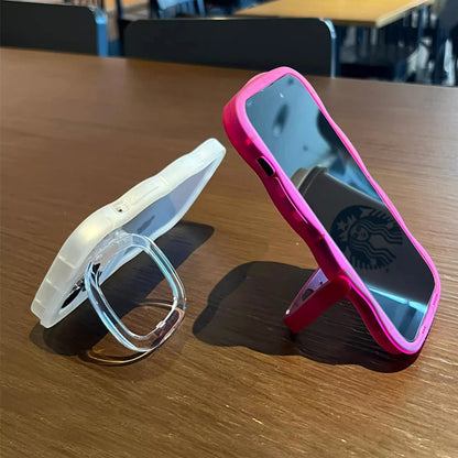 2-in-1 Folding Stand Wave Clear Phone Case