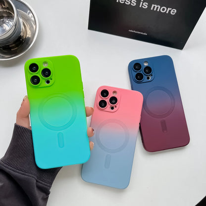 Gradient Dual-Color Magnetic Liquid Silicone Phone Case