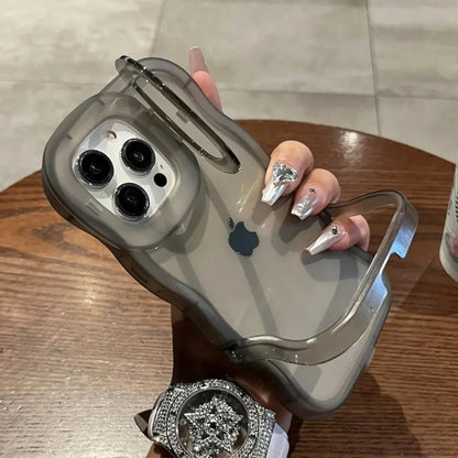 2-in-1 Folding Stand Wave Clear Phone Case