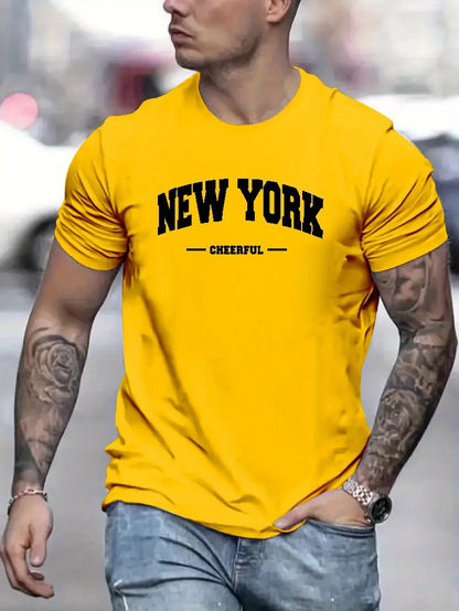 Men’s 100% Pure Cotton Oversized T-Shirt – New York Cheerful Print