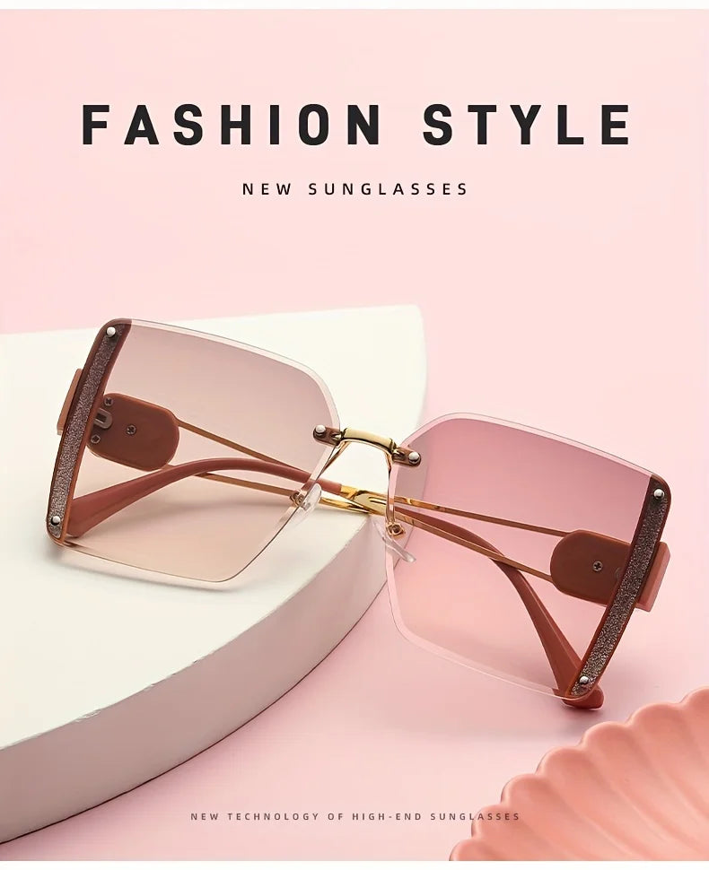 Trendy Frameless Cut-Edge Metal Sunglasses