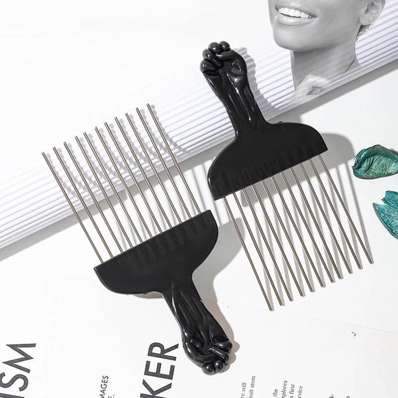 Black Metal African American Pick Afro Comb