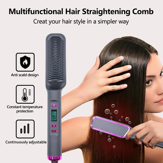 Electric Hot Comb - Multifunctional Hair Straightener Brush