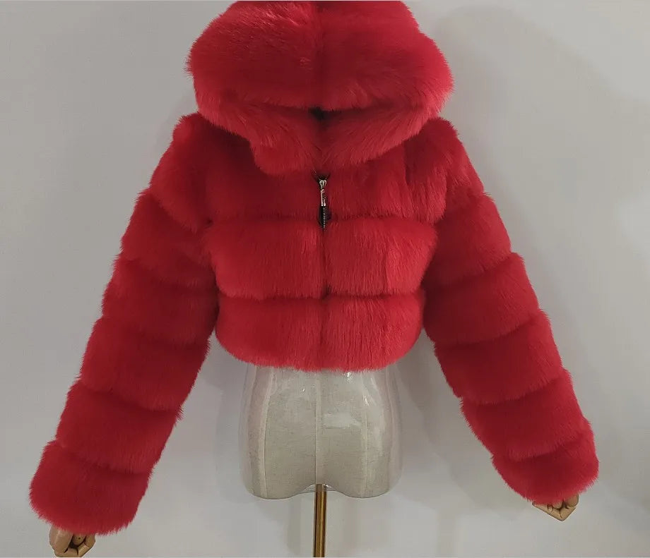  Women Fluffy Fur Coat With Hood - Weeknd Shop Online 