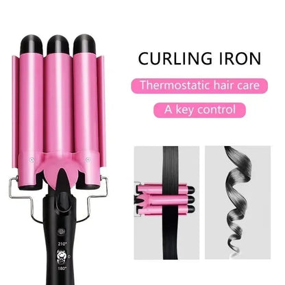 Professional Ceramic Triple Barrel Hair Curler – Effortless Waves & Salon-Quality Styling