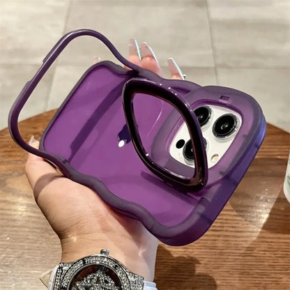 2-in-1 Folding Stand Wave Clear Phone Case