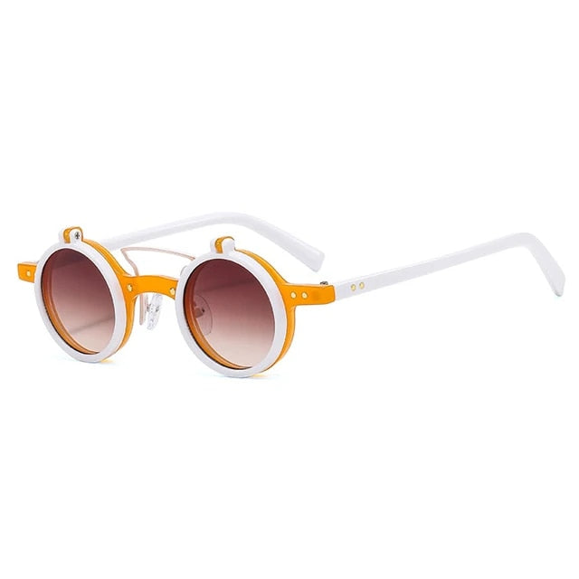 Small Round Punk Double Bridges Women Sunglasses