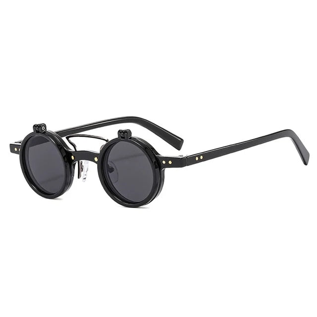 Small Round Punk Double Bridges Women Sunglasses