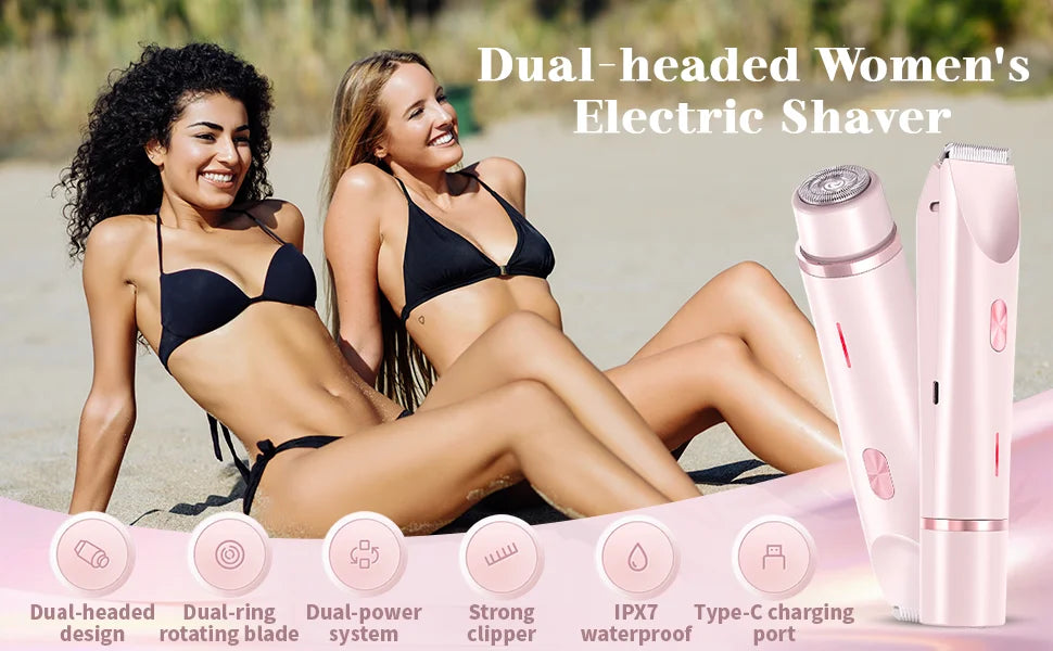 Pink 2-in-1 Waterproof Electric Shaver