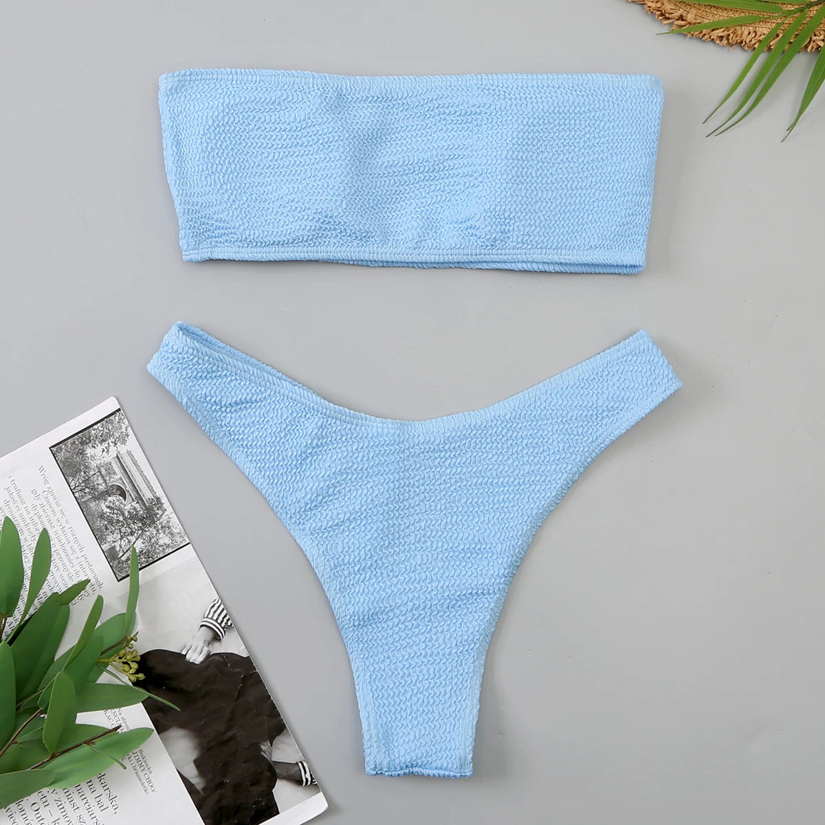 Light Blue Women’s Brazilian Bandeau Swimsuit