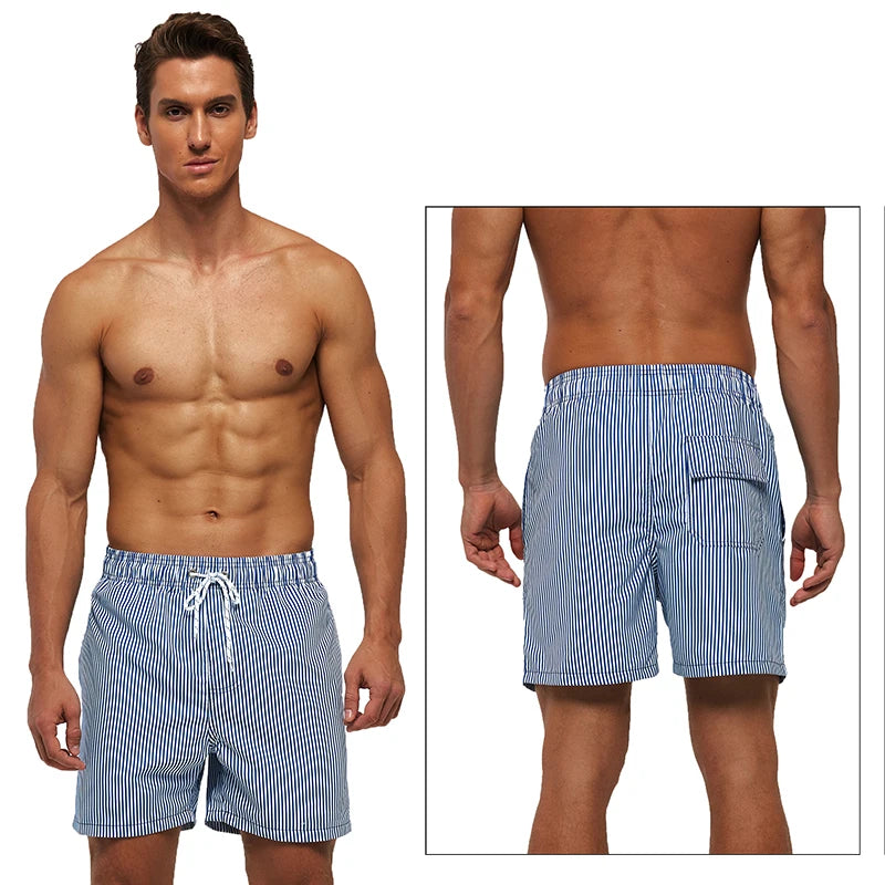 Men's Vertical Stripe Print Swimwear Trunks