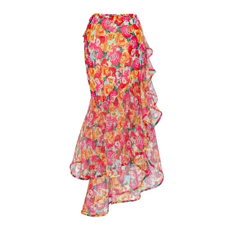 Helen Floral Ruffle One-Piece Swimsuit Set