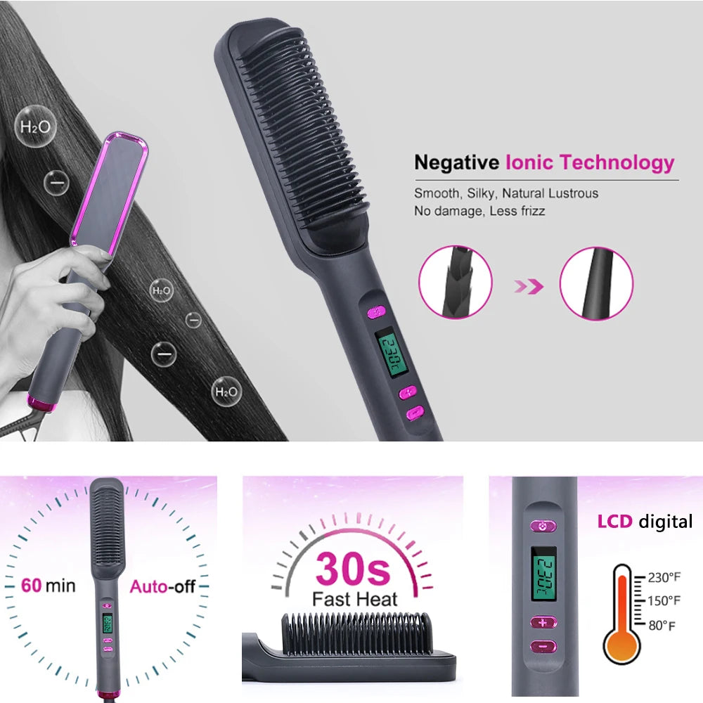 Electric Hot Comb - Multifunctional Hair Straightener Brush