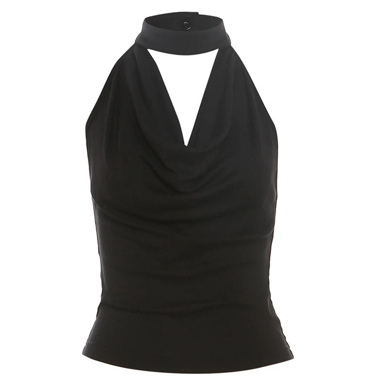 Casual Cowl Neck Halter Top