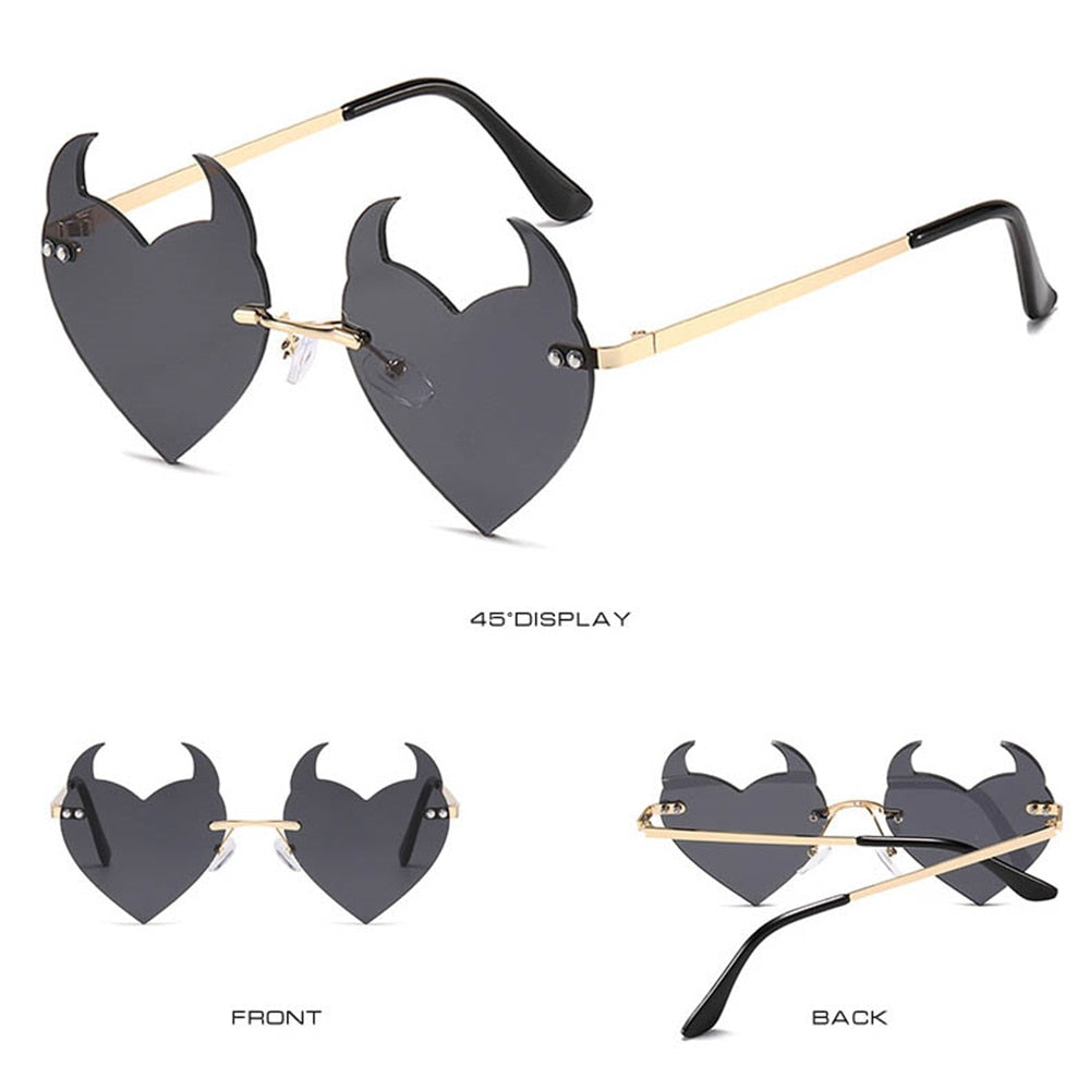 Devil Ear Heart Shape Rimless Sunglasses - Weekend Shade Sunglasses 