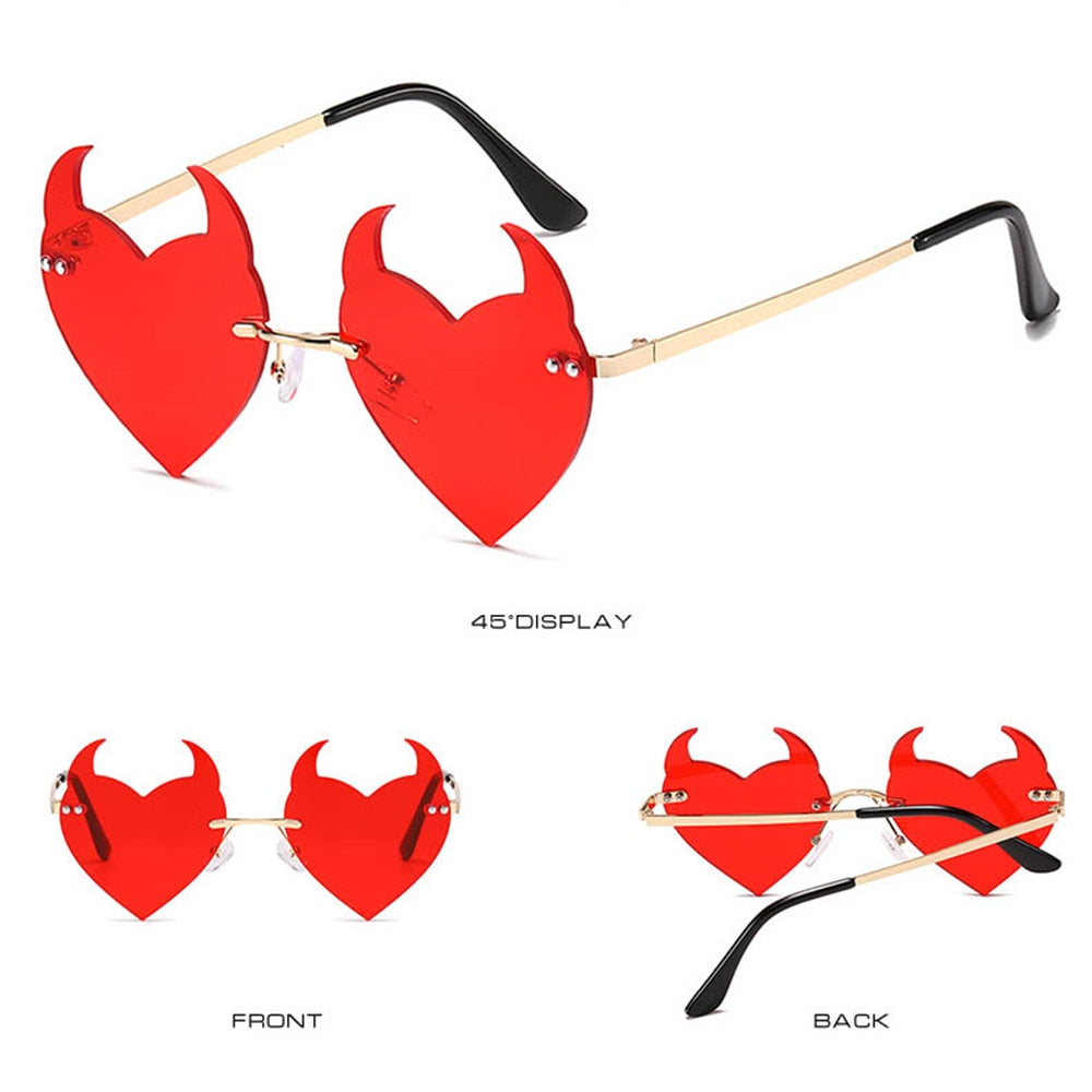 Devil Ear Heart Shape Rimless Sunglasses - Weekend Shade Sunglasses 