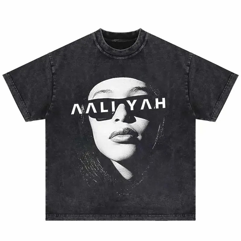 Aaliyah Portrait Oversized Streetwear Tee