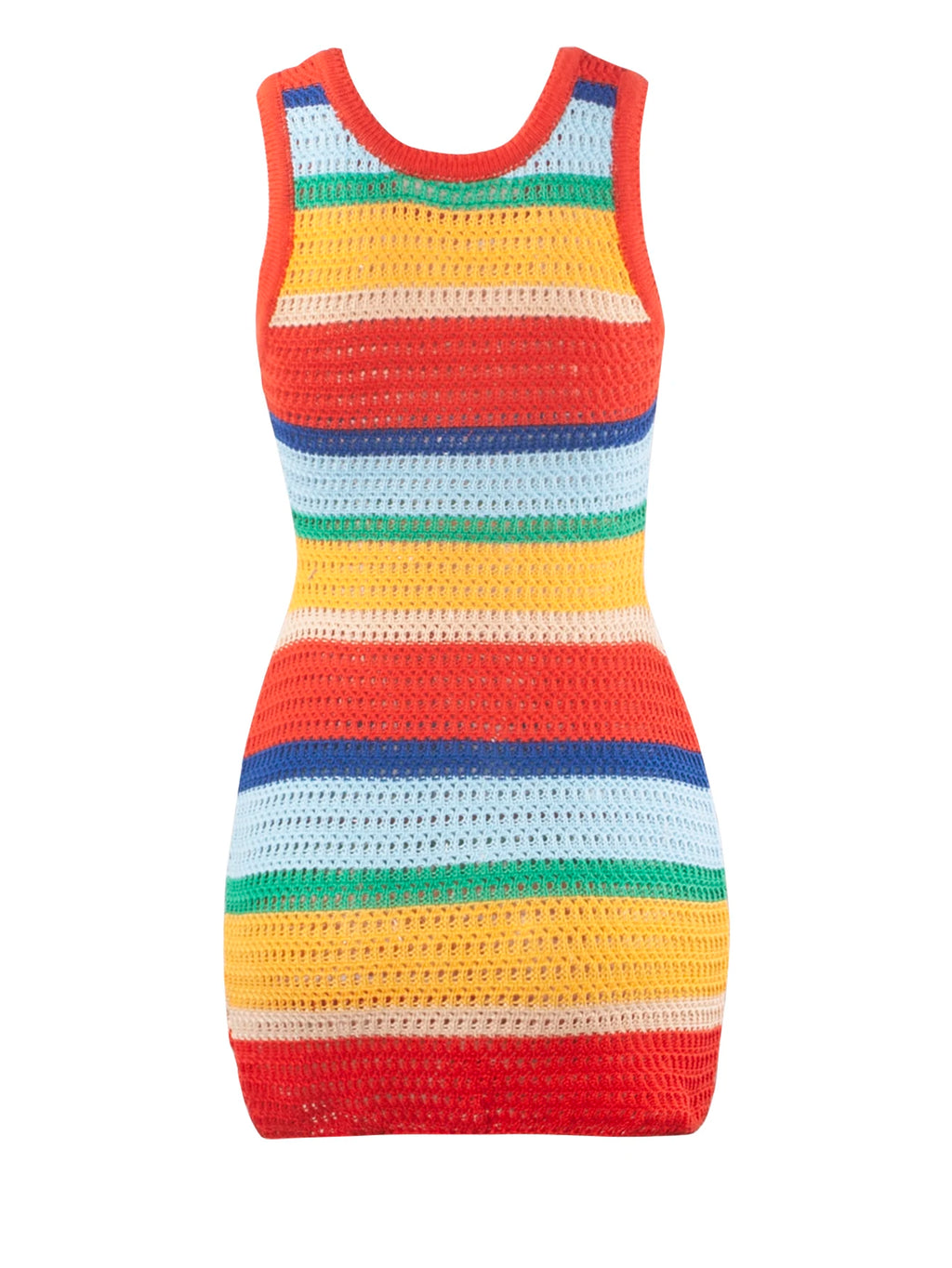 Striped Knitted Hollow Out Mini Dress