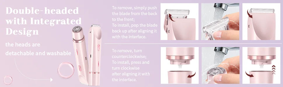 Pink 2-in-1 Waterproof Electric Shaver