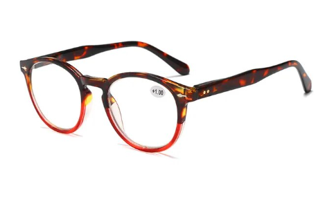 Round Plastic Hinge Floral Printed Anti Blue Light Reading Glasses