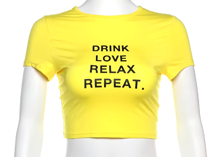 Drink, Love, Relax, Repeat Women’s Crop Top