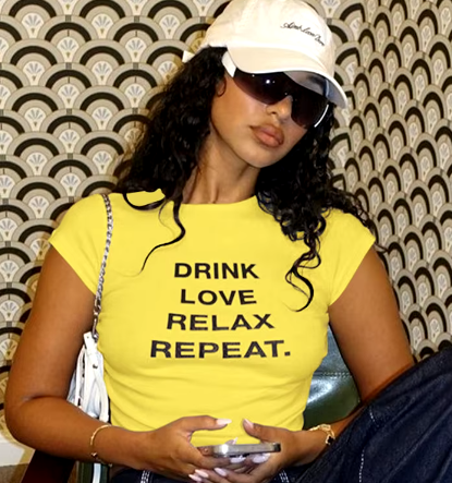 Drink, Love, Relax, Repeat Women’s Crop Top