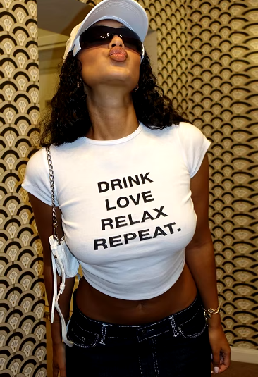 Drink, Love, Relax, Repeat Women’s Crop Top