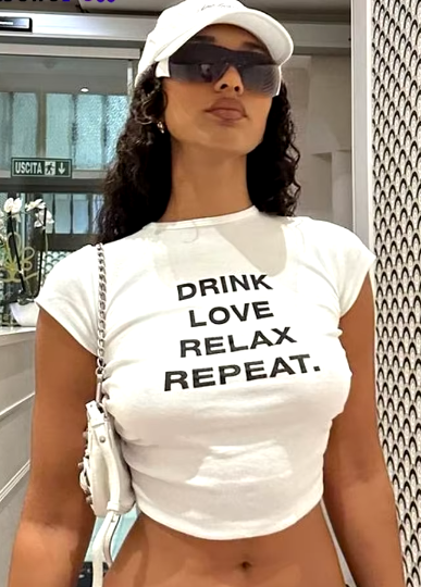 Drink, Love, Relax, Repeat Women’s Crop Top