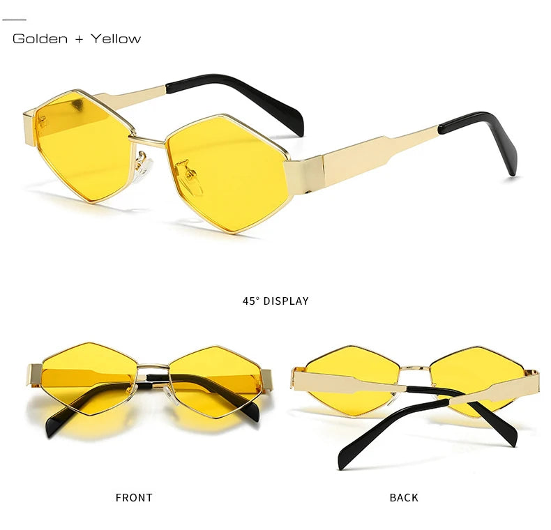 Retro Mens Vintage Metal Frame Polygon Sunglasses - Weekend Shade Sunglasses 