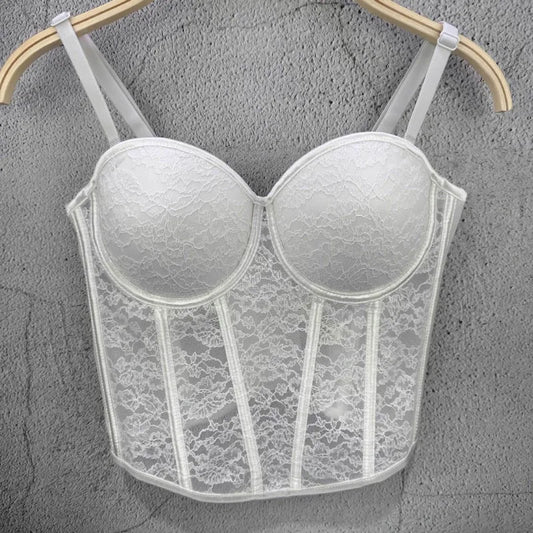 Helen's White Mesh Bustier Top