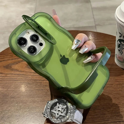 2-in-1 Folding Stand Wave Clear Phone Case