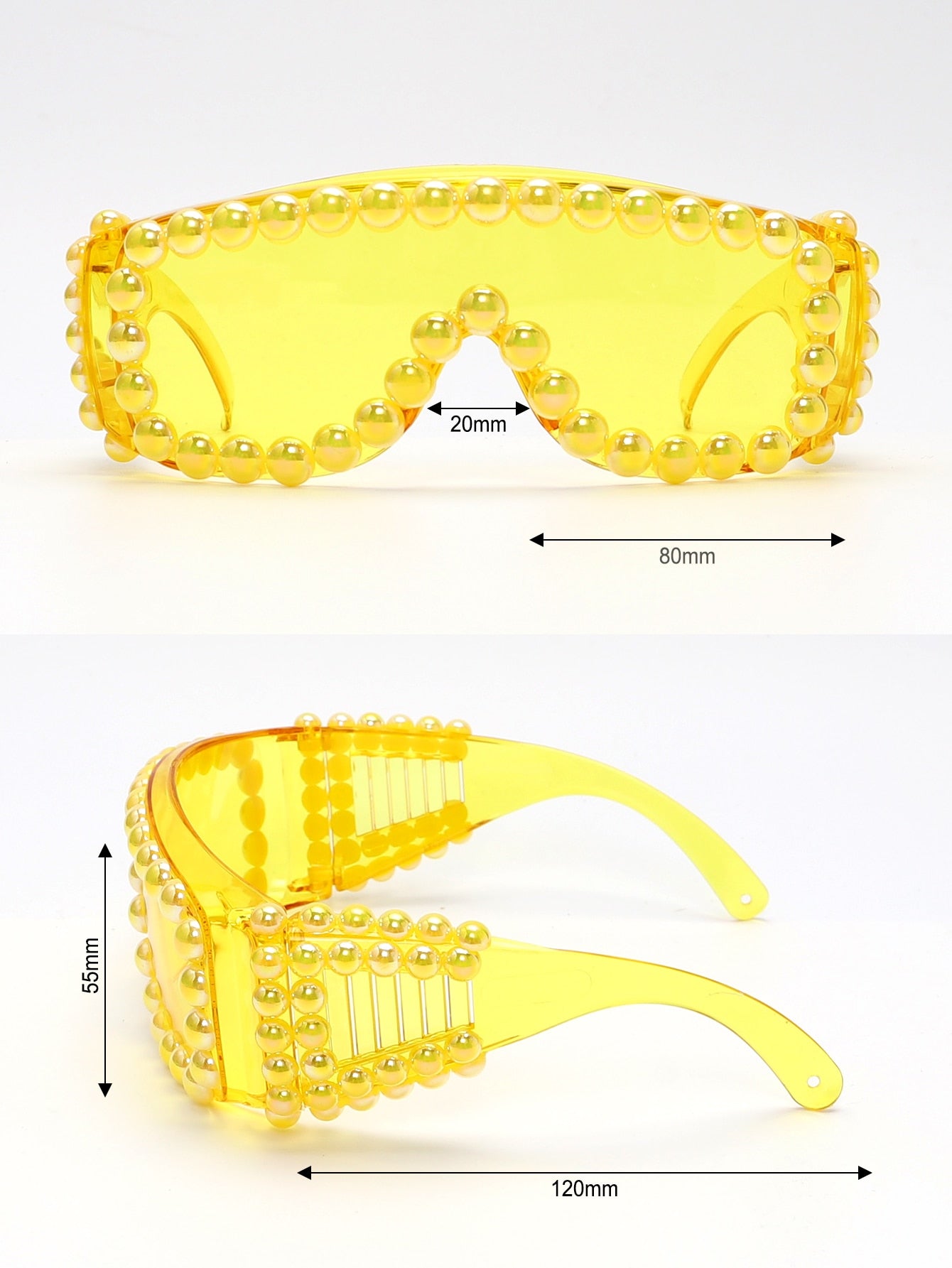 "Champ" Oversize Google Beaded Sunglasses