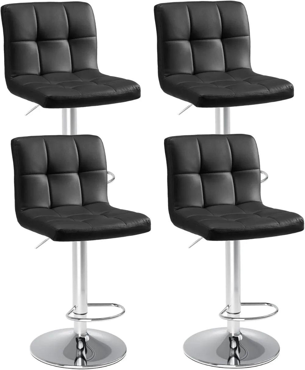 4pc PU Leather Adjustable Swivel Barstools