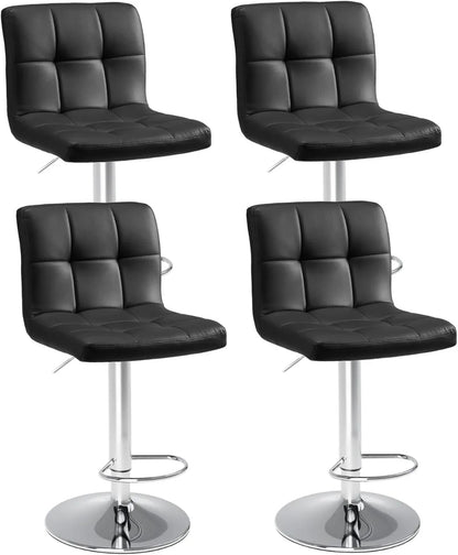 4pc PU Leather Adjustable Swivel Barstools