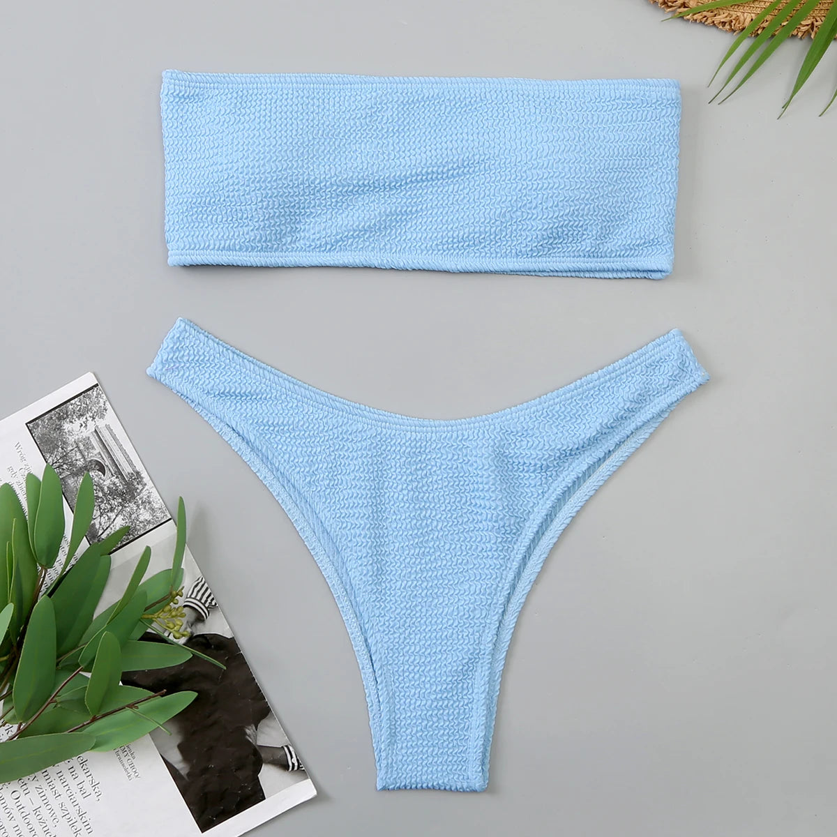 Light Blue Women’s Brazilian Bandeau Swimsuit